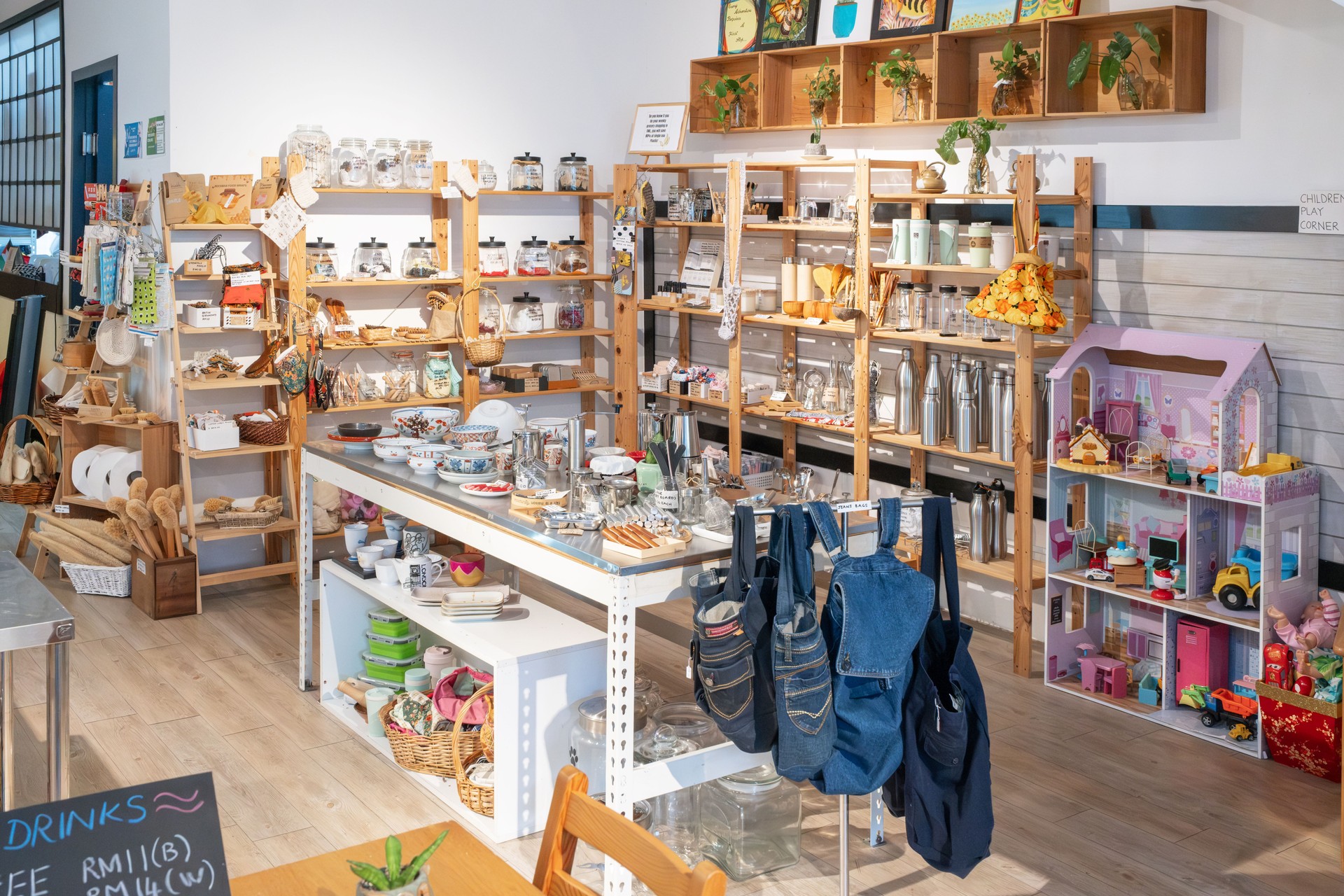 Eco shop display featuring various items for sale in Penang